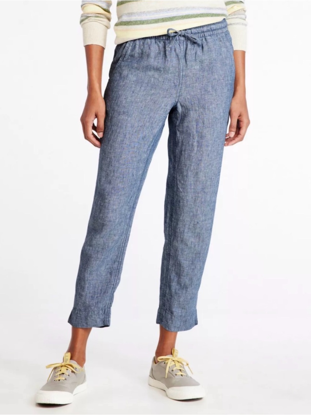 L.L. Bean Chambray Drawstring Ankle Pants — Blue size 10